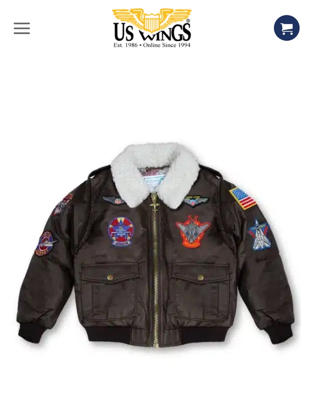Youth Brown Bomber Jacket With Patches